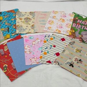 Vintage Party Gift Wrap Lot Bob Builder Disney Babies Cowboy Jungle